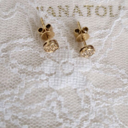 Anatol Diamond Covered Stud Earrings 18K Rose Gold like new