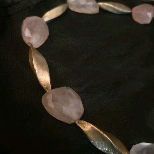 Pink Quartz Necklace in 925 Silver like new