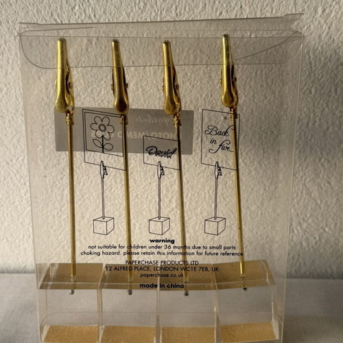 Photo Memo Clips pack of 4 gold by Paperchase new