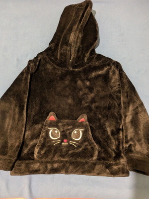 H&M plush black hoodie size 122/128 cm for 6-8 years old, like new