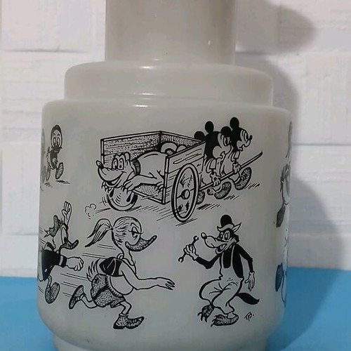Vintage ceiling light used with Disney characters, glass
