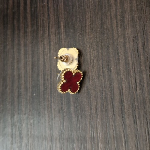 Burgundy earrings like new with gold trim, small size