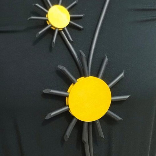 Silicone summer necklace, black with multicolor accents
