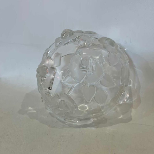 Vintage glass bowl with embossed flower designs 8x16