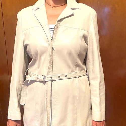 Newton leather jacket like new, white, size 44, spring-autumn