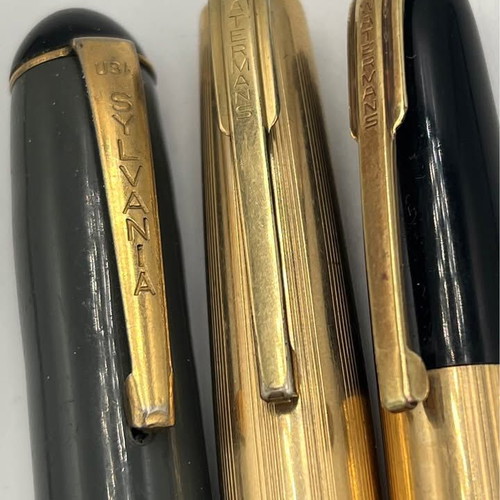 Lot of 3 vintage pens Waterman and Sylvania USA used