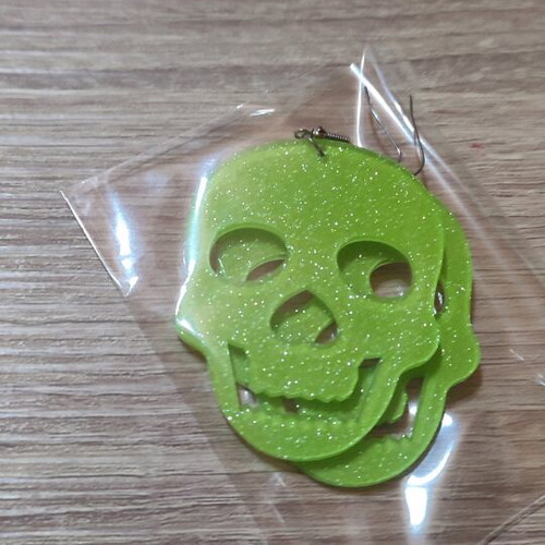 Lime dangle earrings new with glitter