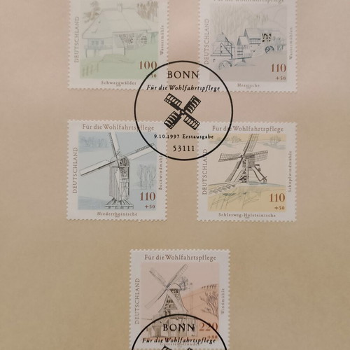 German stamps 1997 with Bonn first day cover, 5 mint blocks