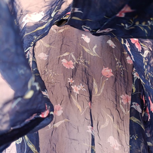 Capriccio dark blue floral transparent shirt new
