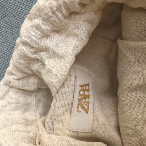 Zara knitted boho handbag ecru like new with fabric lining