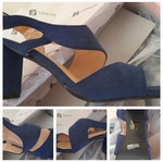 Zapatos women's suede sandals, 9cm heel, blue, size 41