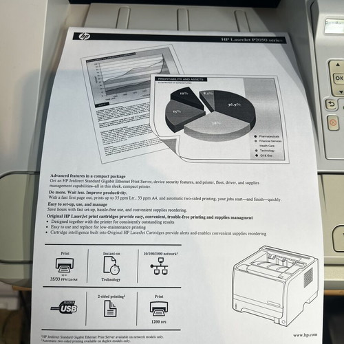 HP LaserJet P2055dn printer like new with full toner