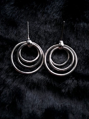 Metal earrings studs with hoops new, silver