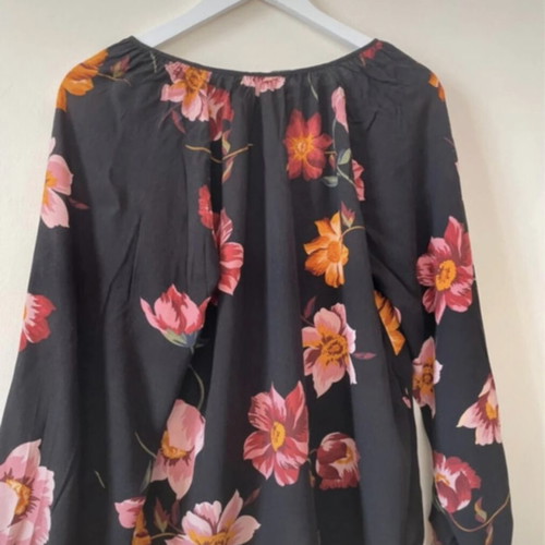 Stradivarius floral blouse, black multicolor, size L