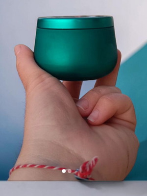 Turquoise metal tin container 120 ml like new