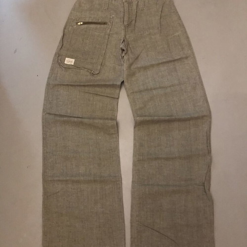 Playlife khaki linen pants used, size S/36/8