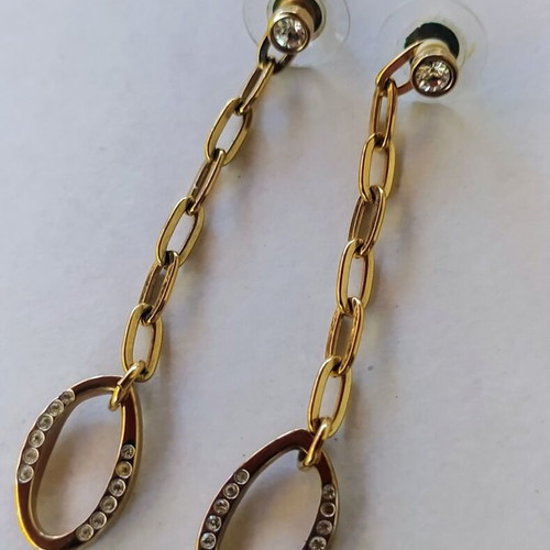 Swarovski hanging earrings with crystals, classic design