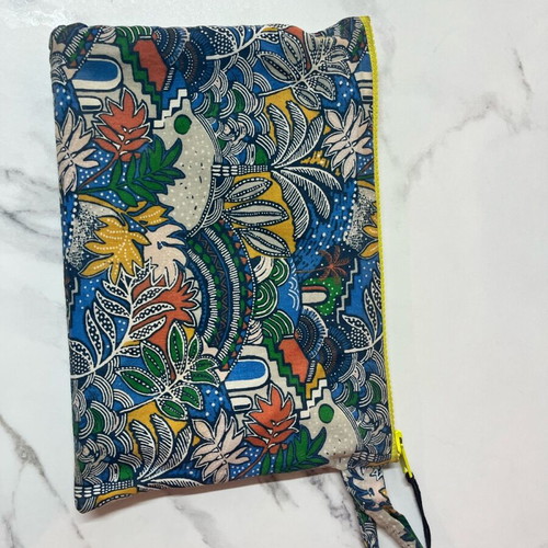 Bleecker & Love toiletry bag used, blue and orange, 25x18 cm