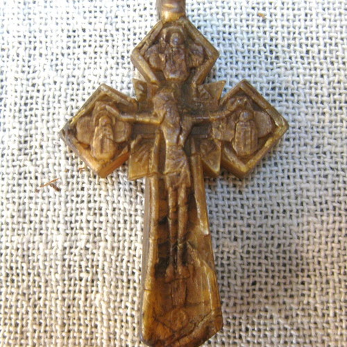 Handmade cross used, bone pendant 5.5x3.5 cm
