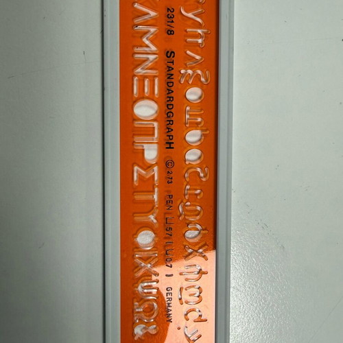 StandardGraph stencil for Greek alphabet and numbers, brand new