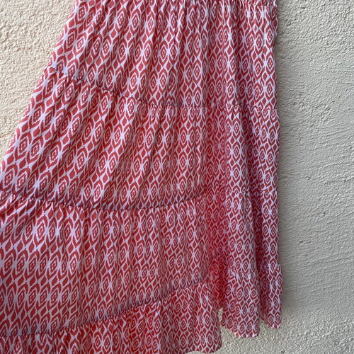 Boho maxi skirt one size, like new, orange and white