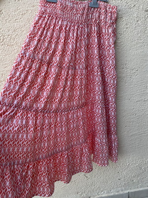 Boho maxi skirt one size, like new, orange and white