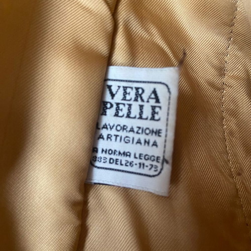 Rossodisera leather coat brown used with fur boho style