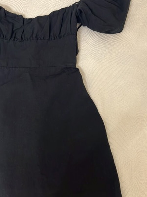 Zara black mini dress with puff sleeves