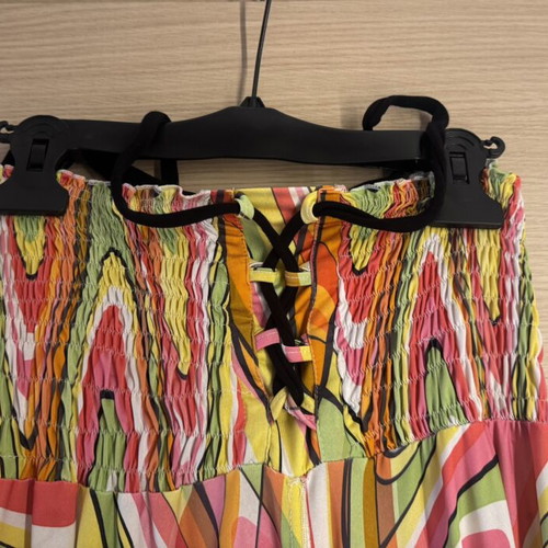 70s psychedelic maxi dress with asymmetric handkerchief hem