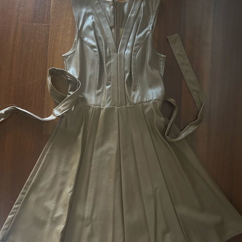 Leather dress brown like new, A-line, size S