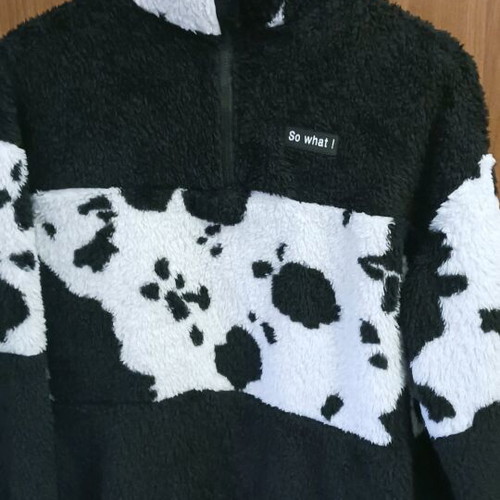 Fur blouse like new, black and white, size S