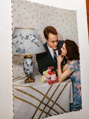 Vintage greeting postcard used, French origin