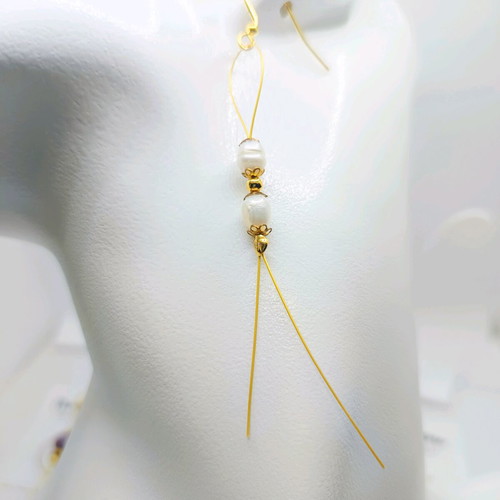 Handmade earrings with pearls new, gold stainless steel