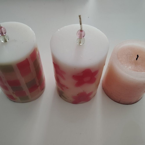 Candles used, set of 3, two never burned