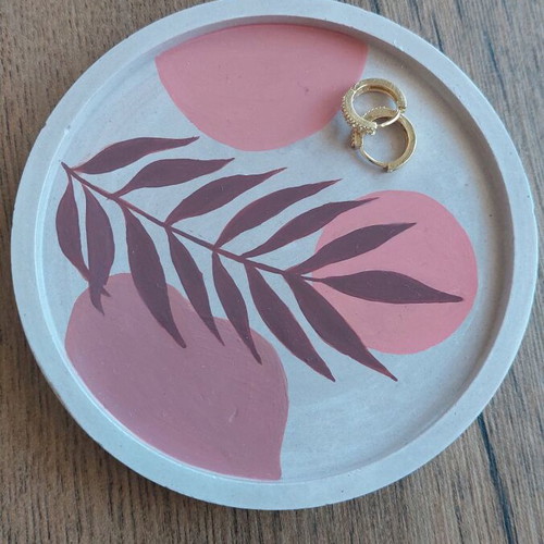 Handmade plaster decorative tray new with acrylic paint