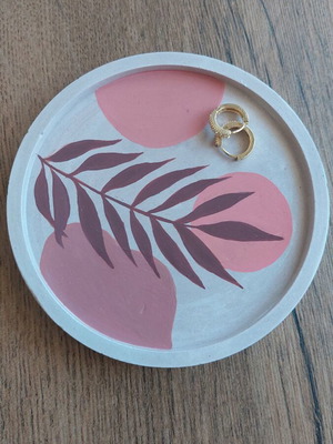 Handmade plaster decorative tray new with acrylic paint