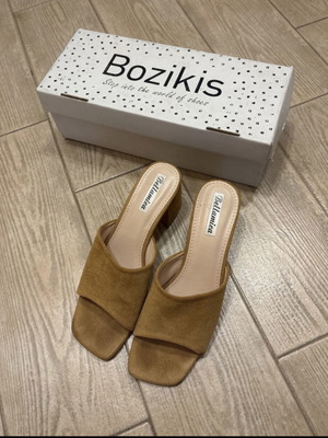 Σουέντ Κάμελ Γυναικεία Mules Bozikis σαν καινούργια, μέγεθος 37, τακούνι 6εκ
