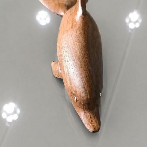 Wooden dolphin sculpture handmade, 23 cm, used