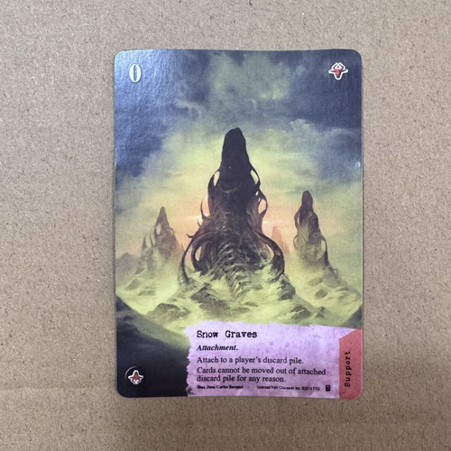 Call of Cthulhu Snow Graves promo card used, curved