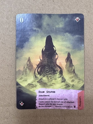 Call of Cthulhu Snow Graves promo card used, curved