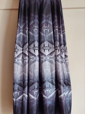 Maxi skirt by Panos Apergis, like new, tribal print grey and black