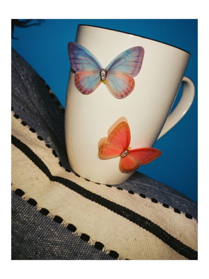 Mug with butterfly design new, handmade