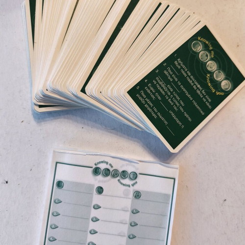 Knowing me Knowing you board game used with missing cards