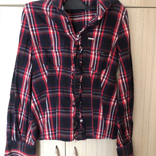 Dsquared2 cotton checked shirt used, size S/M, red