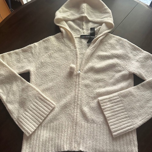 DKNY Jeans women's white light knit cardigan L