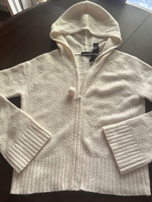 DKNY Jeans women's white light knit cardigan L