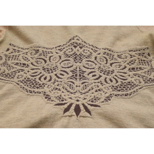 High Beige Wool Alpaca Sweater Pullover with Flowers used size M