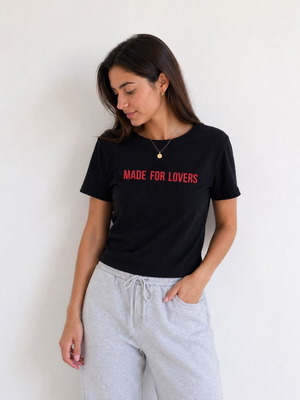 Zara Y2K black baby tee with red print, like new, size S