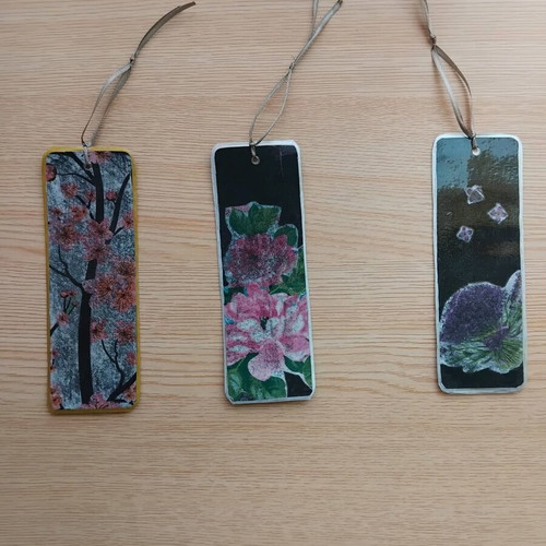 Handmade bookmarks set of 3 new with romantic floral designs