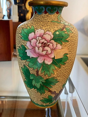 Chinese Cloisonne vase used, mid 20th century